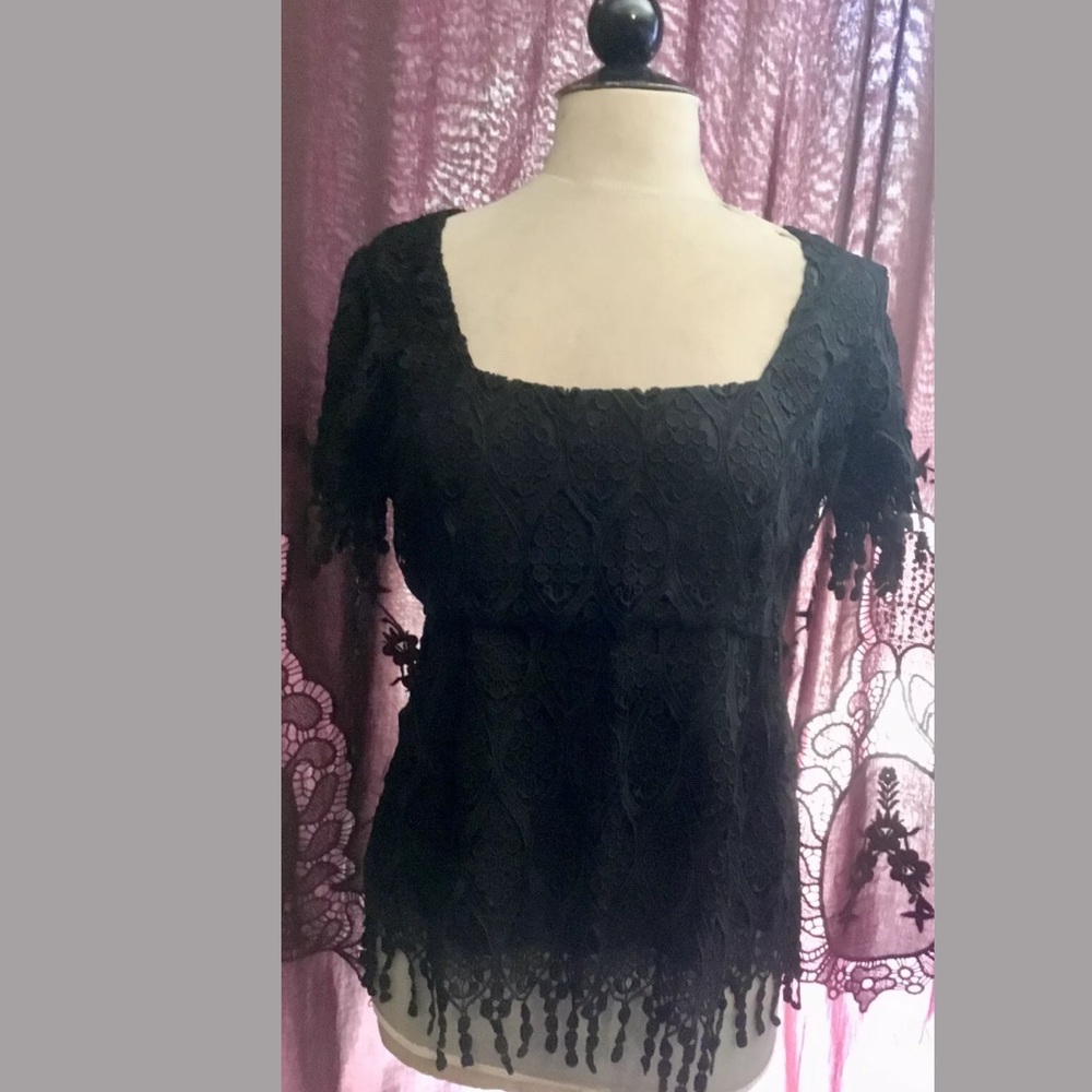 New Stone Cold Fox gothic romantic Y2K Lace detail whimsy Goth Top Sz 3 M-L $289